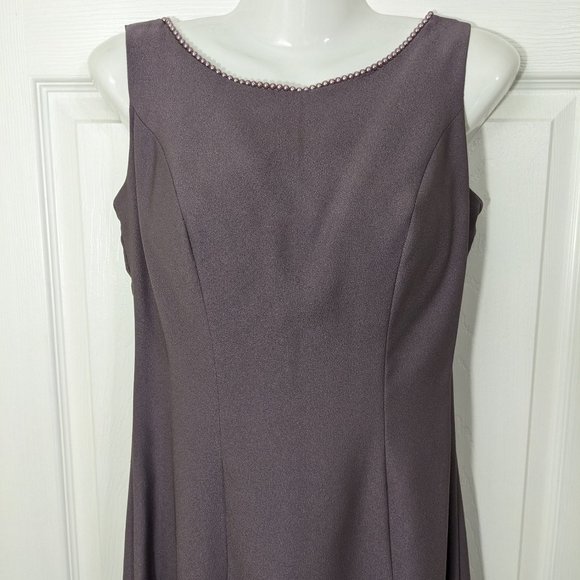 Watters & Watters Heather Sleeveless Faux Pearl Neckline Maxi Formal Dress - 6 - Picture 2 of 15